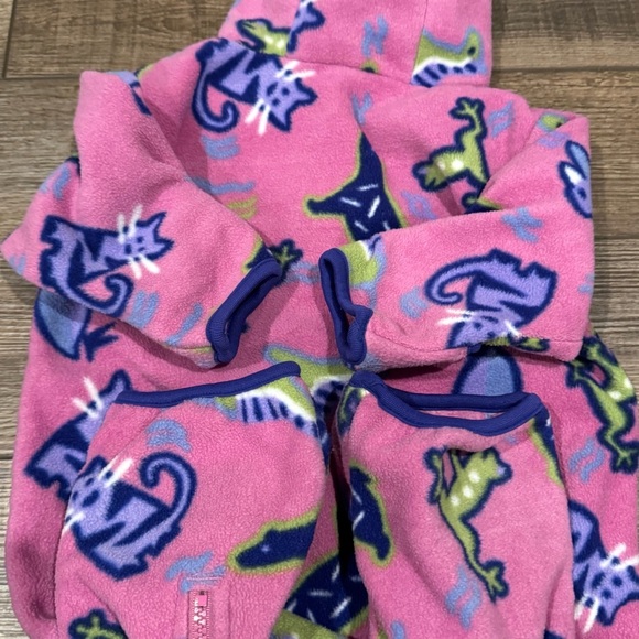 Vintage Columbia Fleece Bunting 6-12 Months Pink Animals Soft Warm Snowsuit - Picture 6 of 12